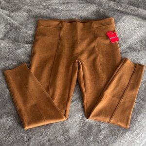 Spanx Brown Suede-Look Leggings